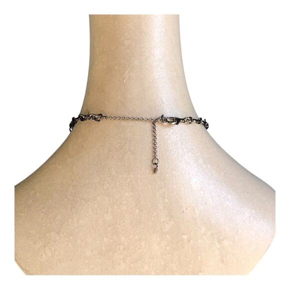 Urban Outfitters NWT Black Silver Sparkly Rhinestones Statement Necklace - Picture 9 of 13